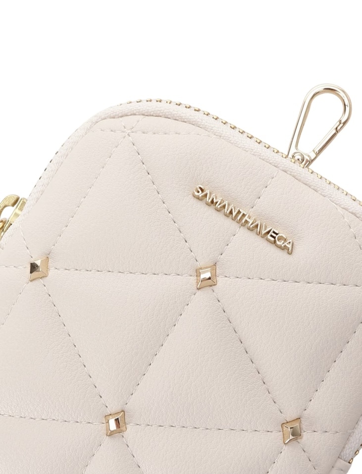 キルティングスタッズポーチ型チャーム【ホワイト】 ホワイト