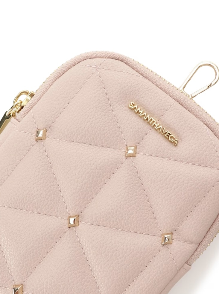 キルティングスタッズポーチ型チャーム【ピンク】 ピンク