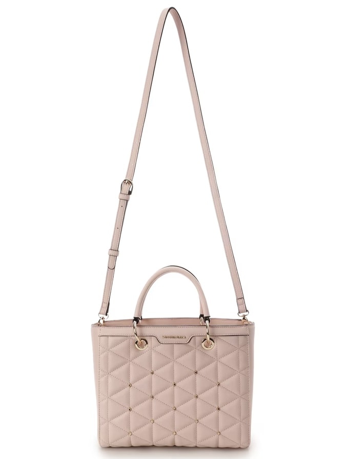 キルティングスタッズスクエアバッグ【ピンク】 ピンク