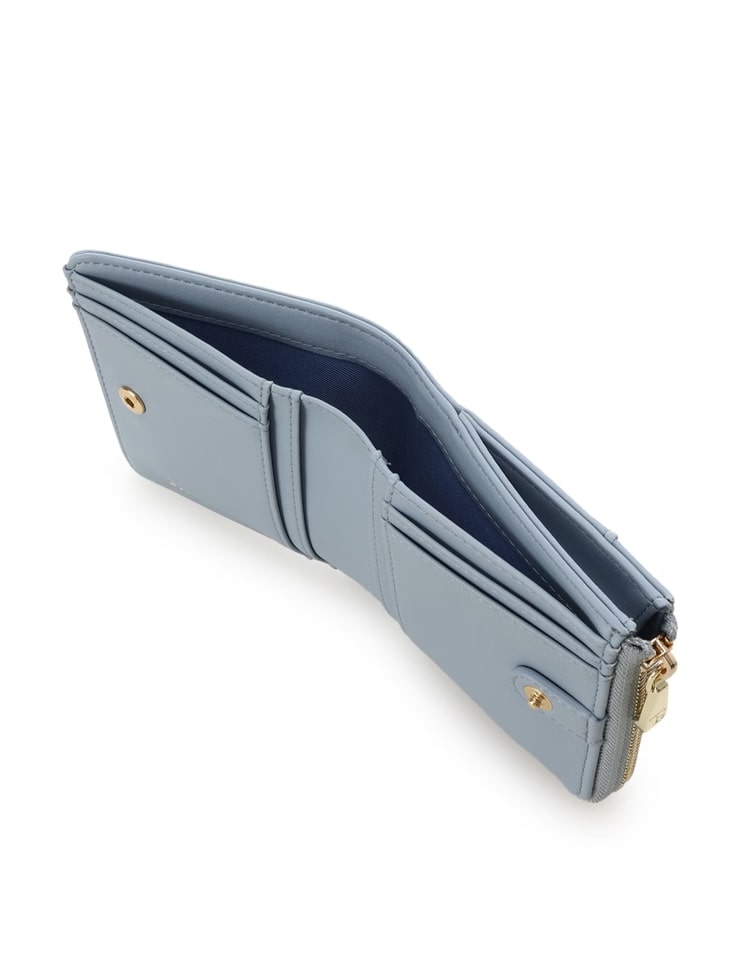 ツイードリボン折財布【ライトブルー】 ライトブルー