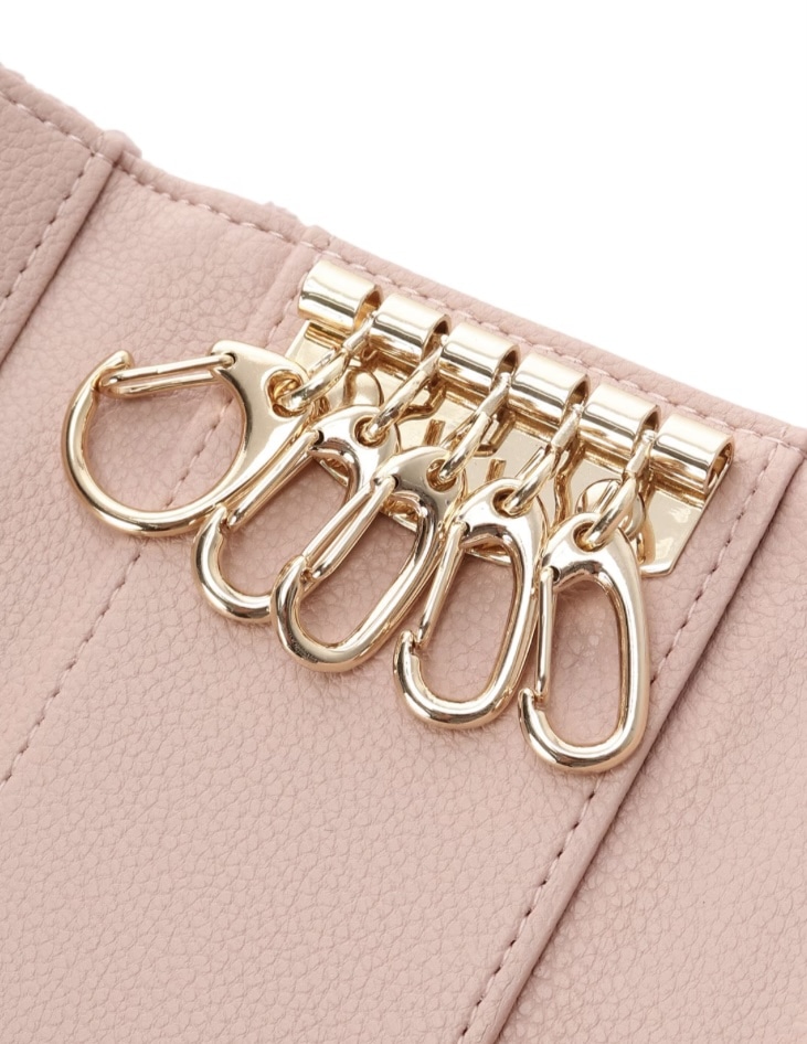 ソリッドリボンツイードキーケース【ピンク】 ピンク