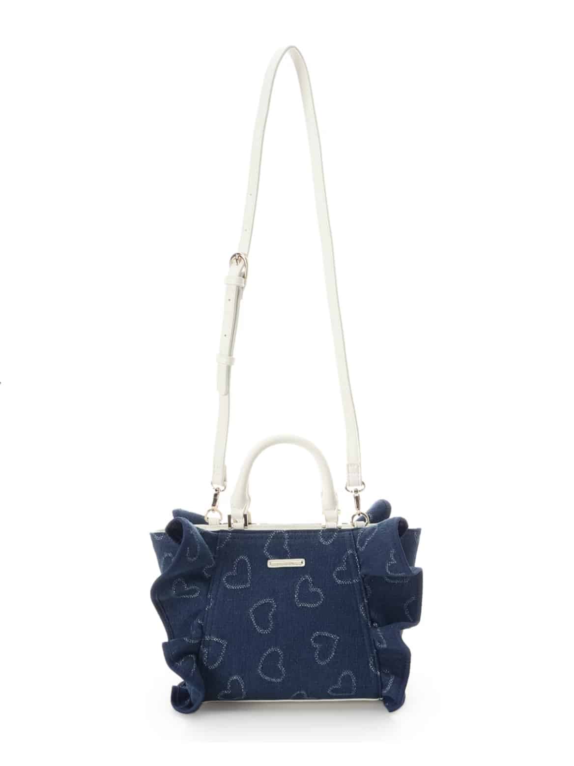 【オンラインショップ＆一部店舗限定】ハートデニムフリルハンドバッグ インディゴ