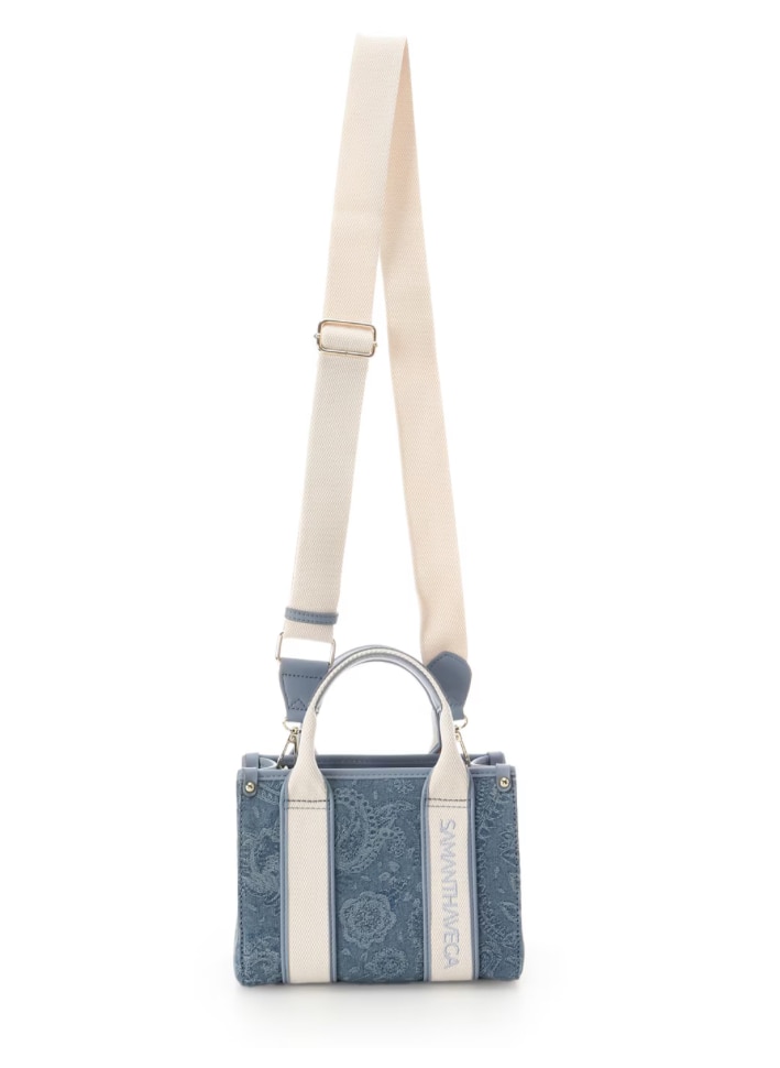 ロゴテープジャガード調トートバッグ（ミニ）【ライトブルー】 ライトブルー