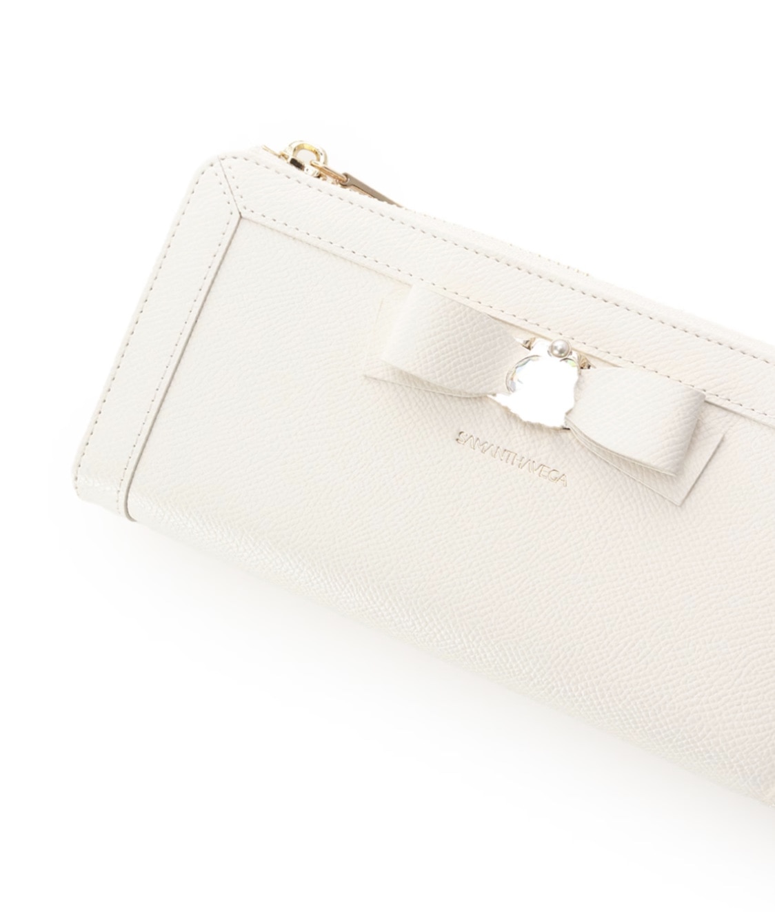 ジュエルリボン長財布【ホワイト】 ホワイト