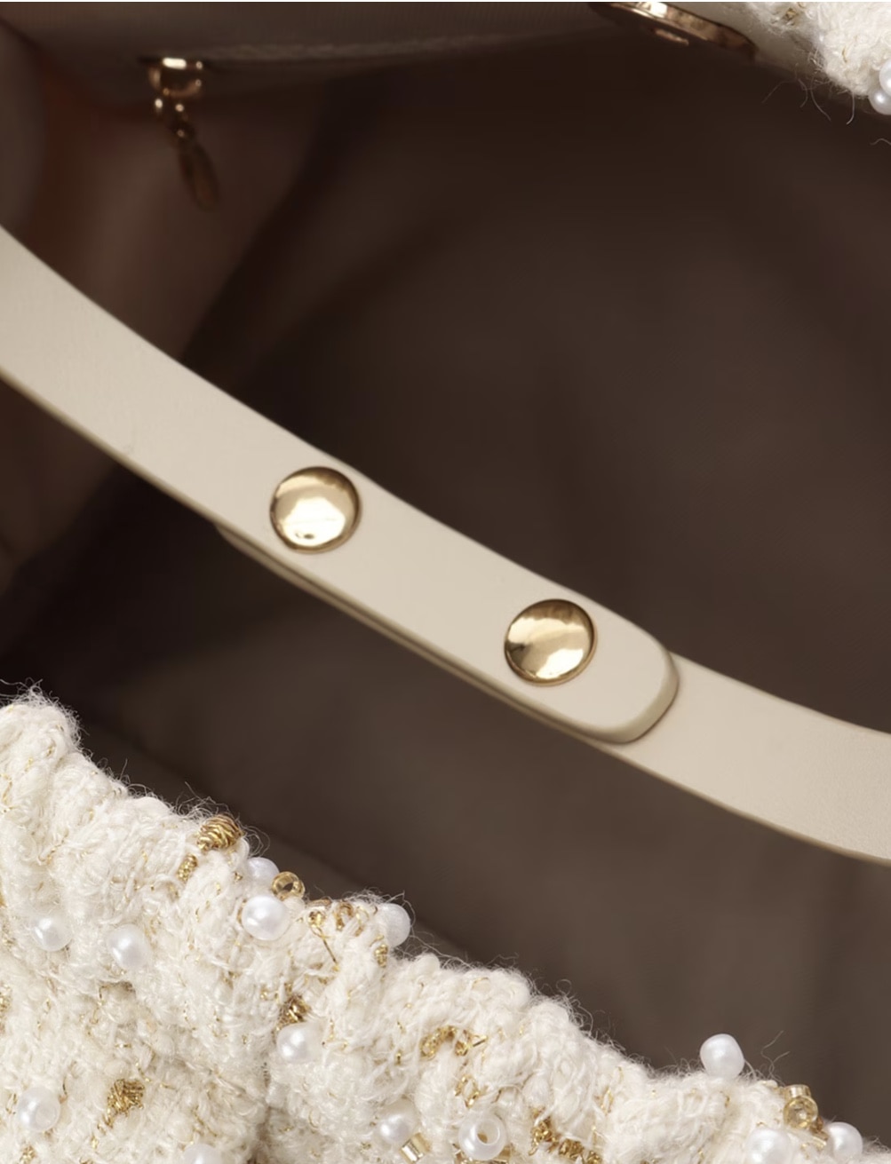 ツイードチェーンハンドバッグ オフホワイト