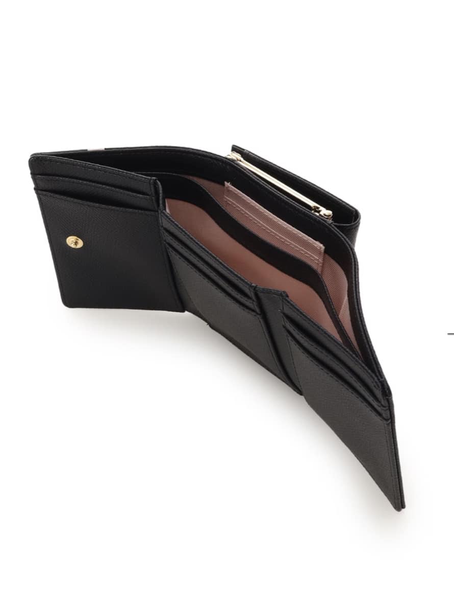 バイカラーアクセントリボン折財布【ブラック】 ブラック