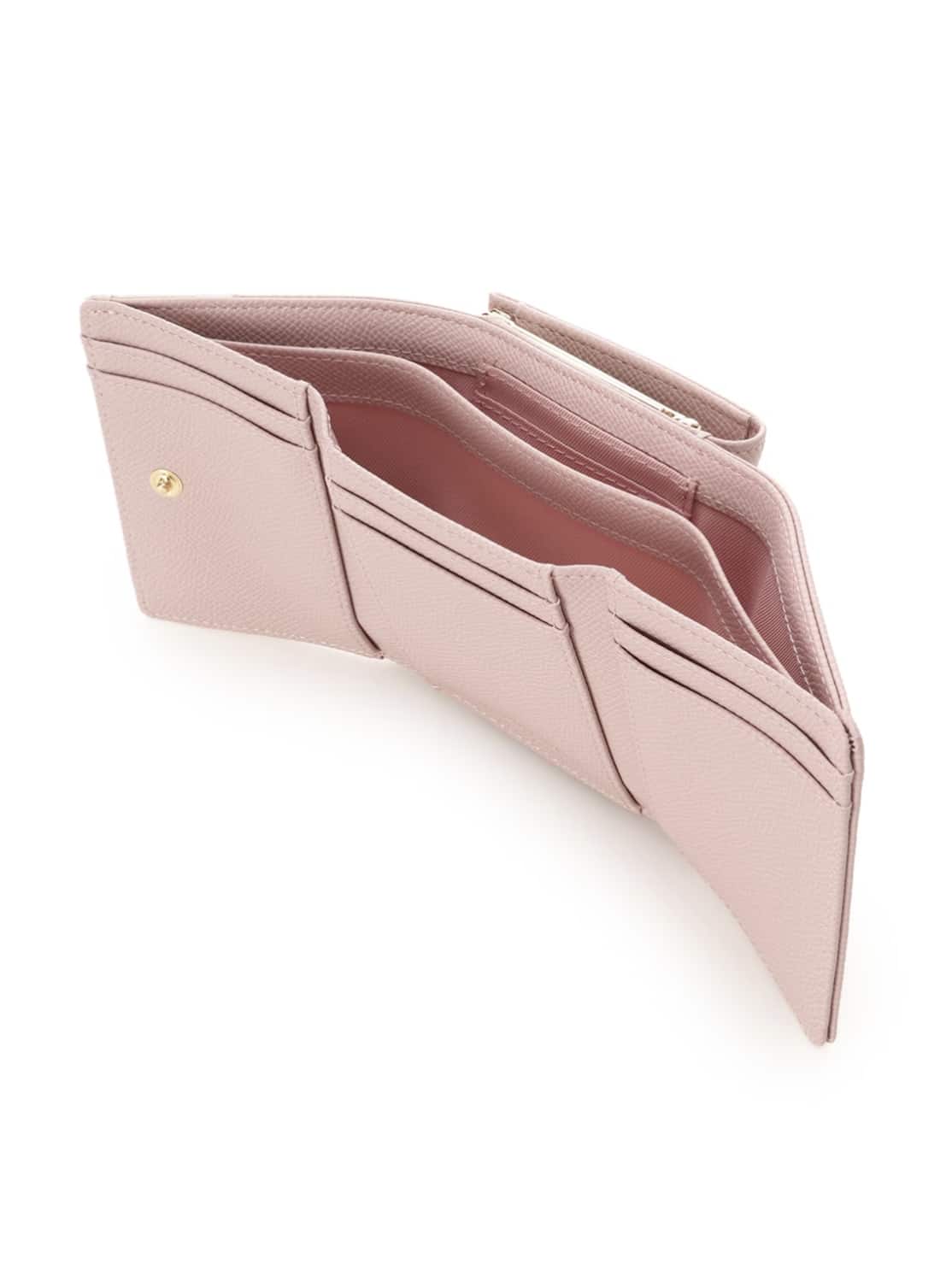 バイカラーアクセントリボン折財布【ピンク】 ピンク