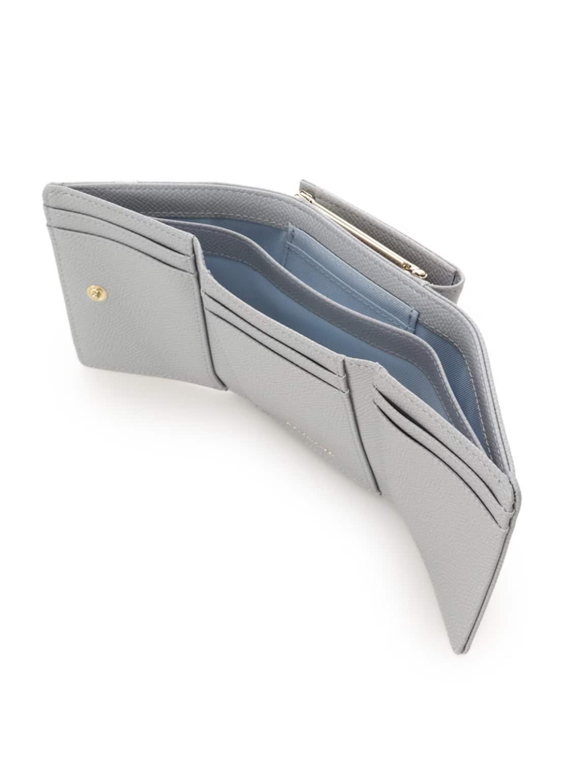 バイカラーアクセントリボン折財布【ライトブルー】 ライトブルー