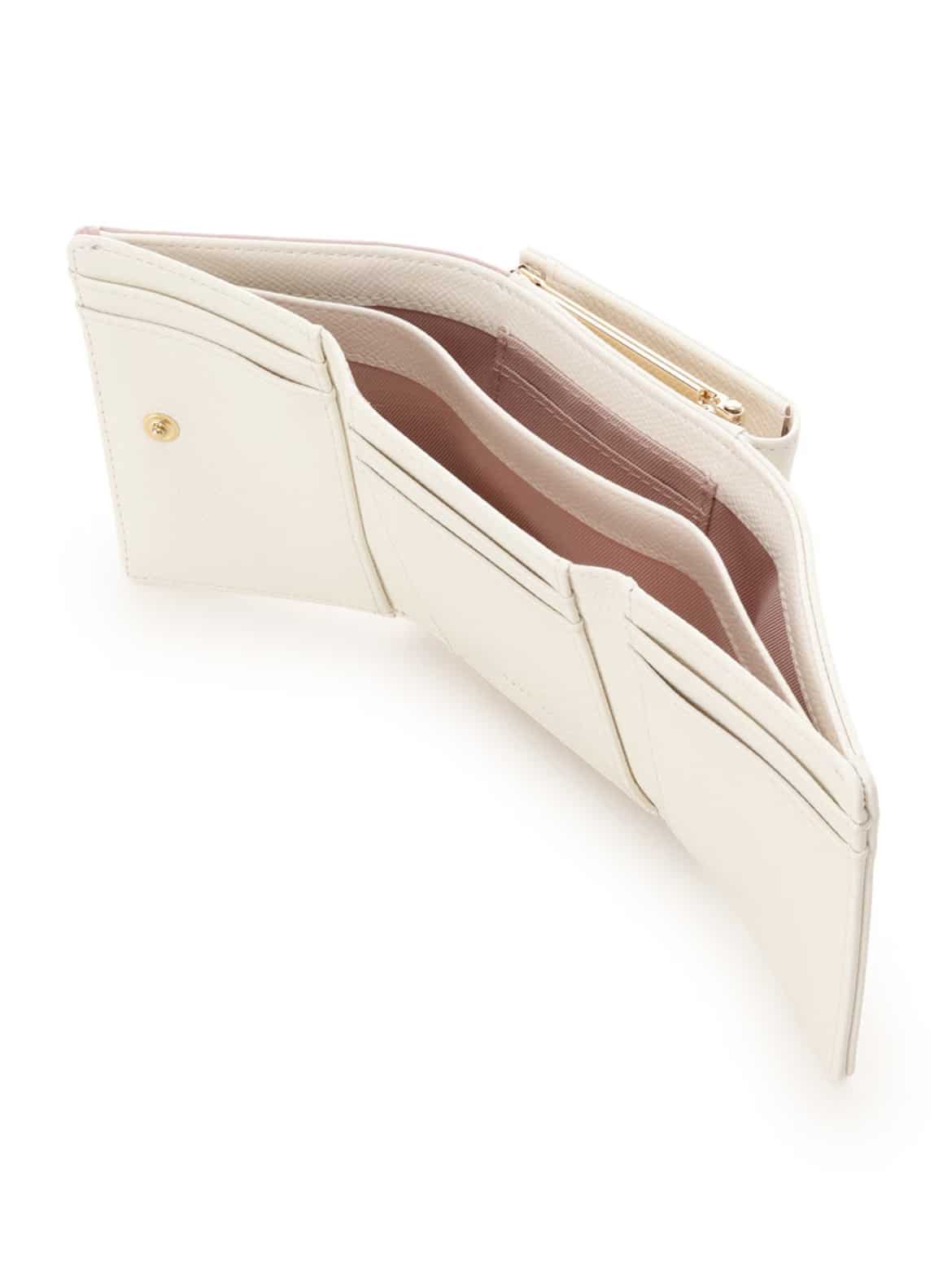 バイカラージュエルリボン折財布【ホワイト】 ホワイト