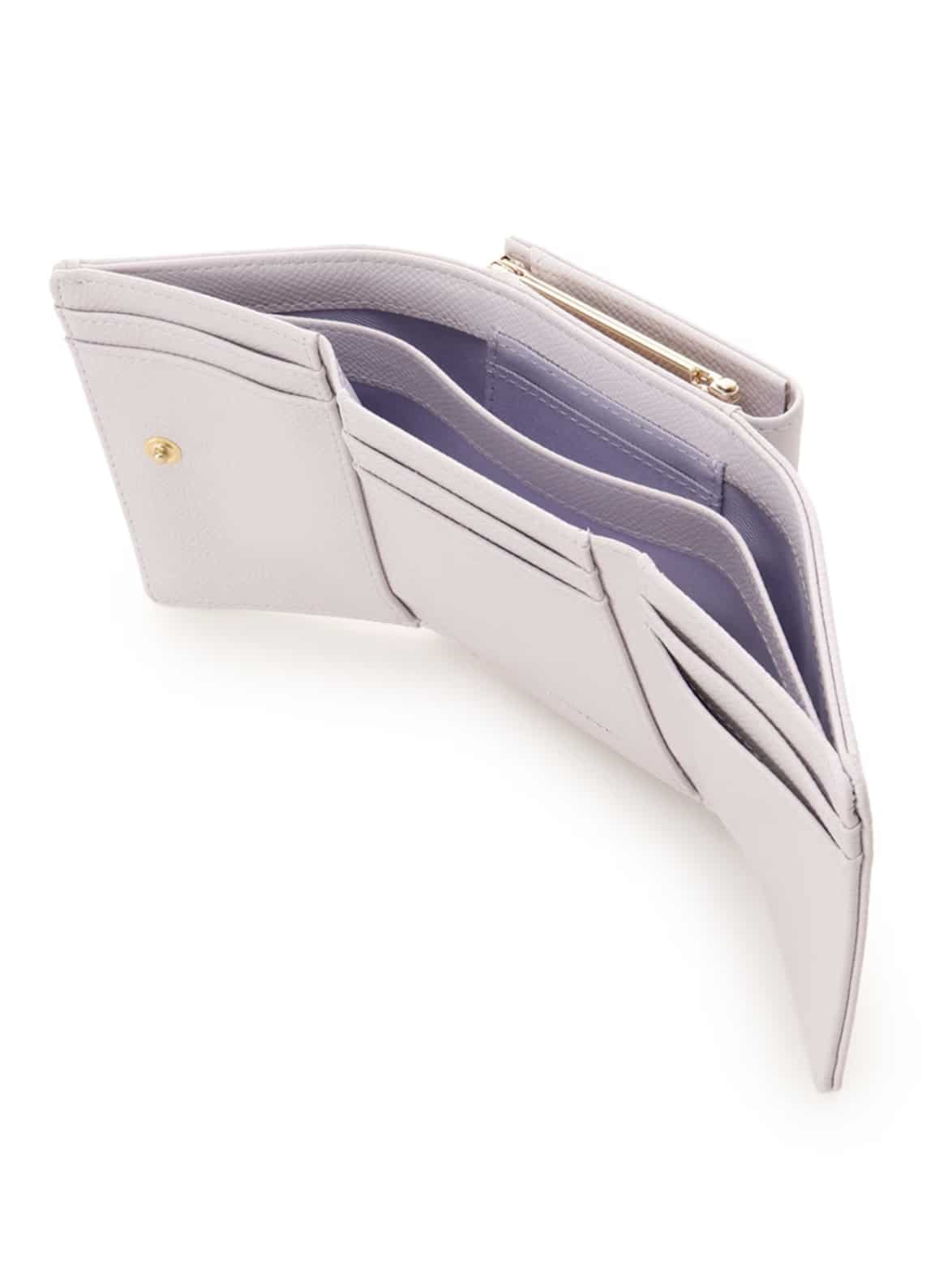 バイカラージュエルリボン折財布【ラベンダー】 ラベンダー