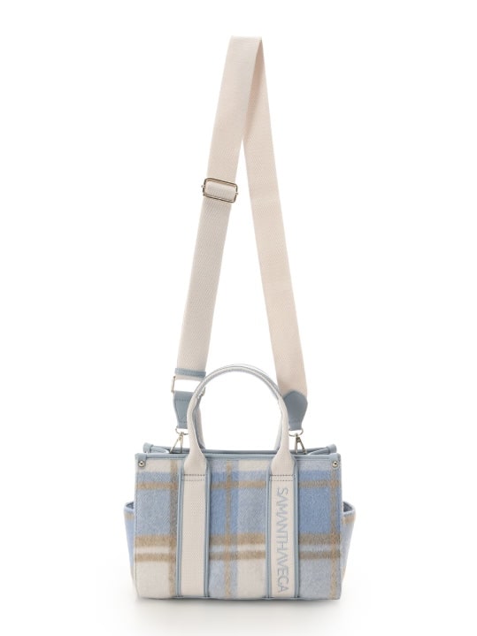 ロゴテープチェックハンドバッグ【ライトブルー】 ライトブルー