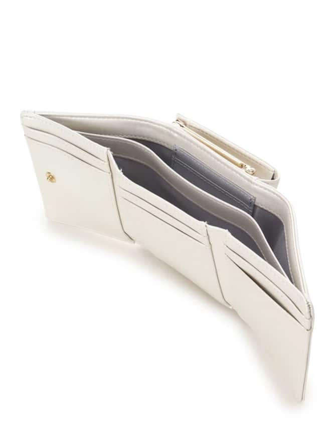 [Holiday Collection]パールカラージュエルリボン折財布【ホワイト】 ホワイト