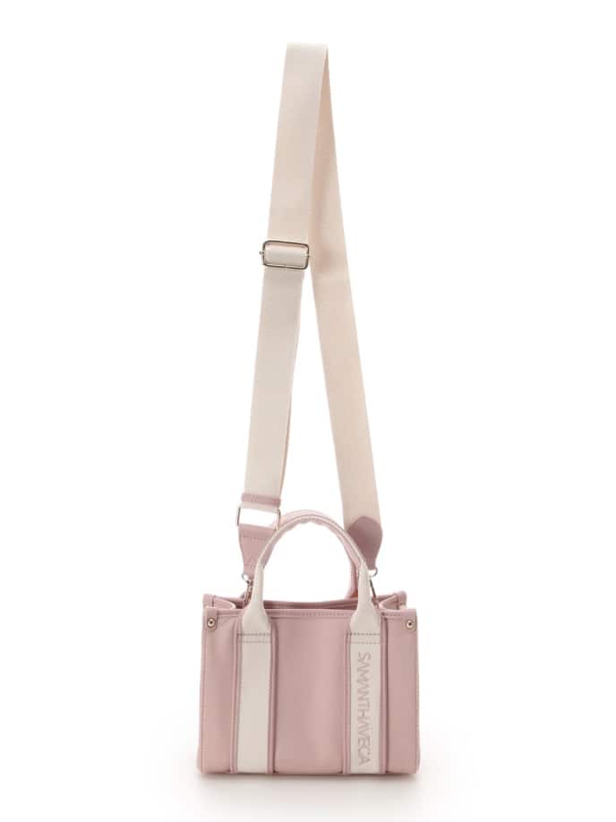 新色ロゴテープキャンバスショルダーバッグ（ミニ）【ピンク】(ピンク