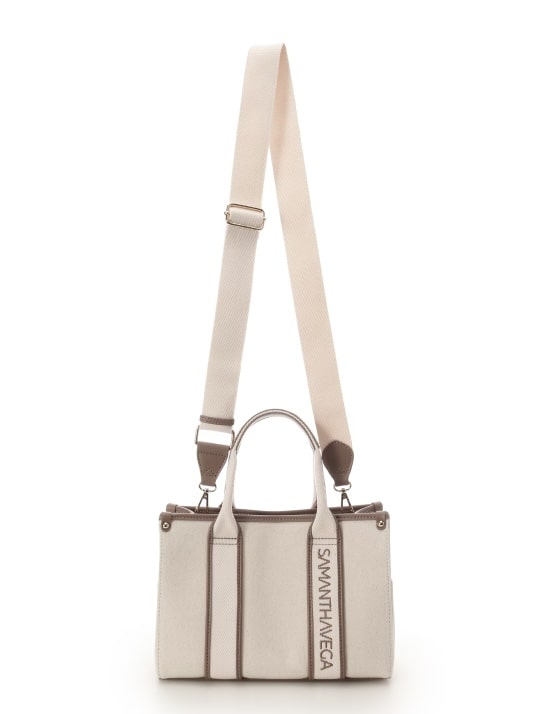 新色ロゴテープキャンバスハンドバッグ（小）【オフホワイト】 オフホワイト