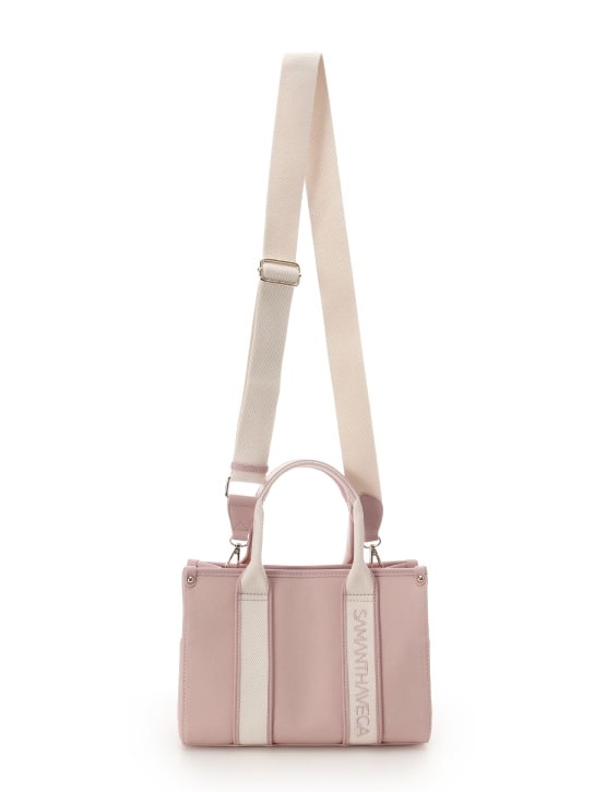 新色ロゴテープキャンバスハンドバッグ（小）【ピンク】 ピンク