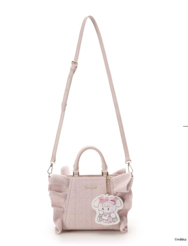 Lil ala mode×SAMANTHAVEGAコレクション ツイードフリルハンドバッグ【キャミー】 ピンク
