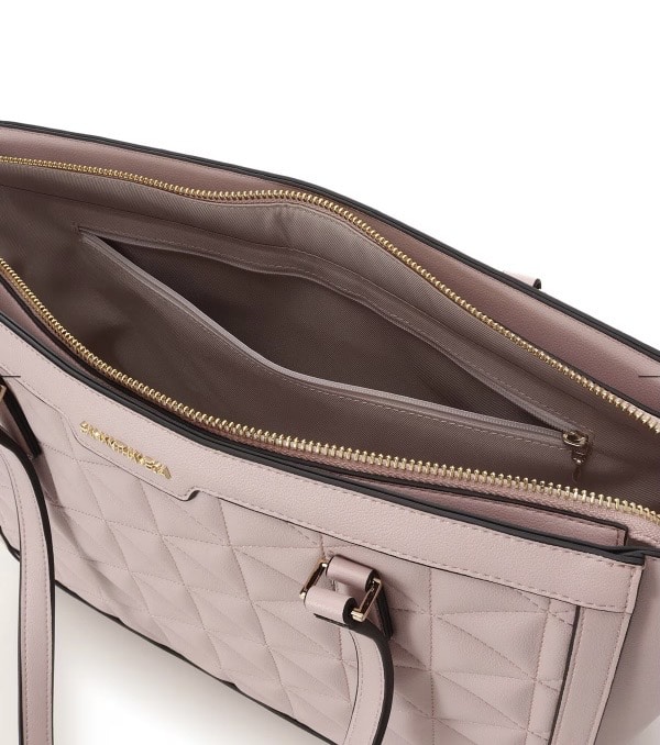 キルティングフェイクレザートートバッグ【ピンクベージュ】 ピンクベージュ