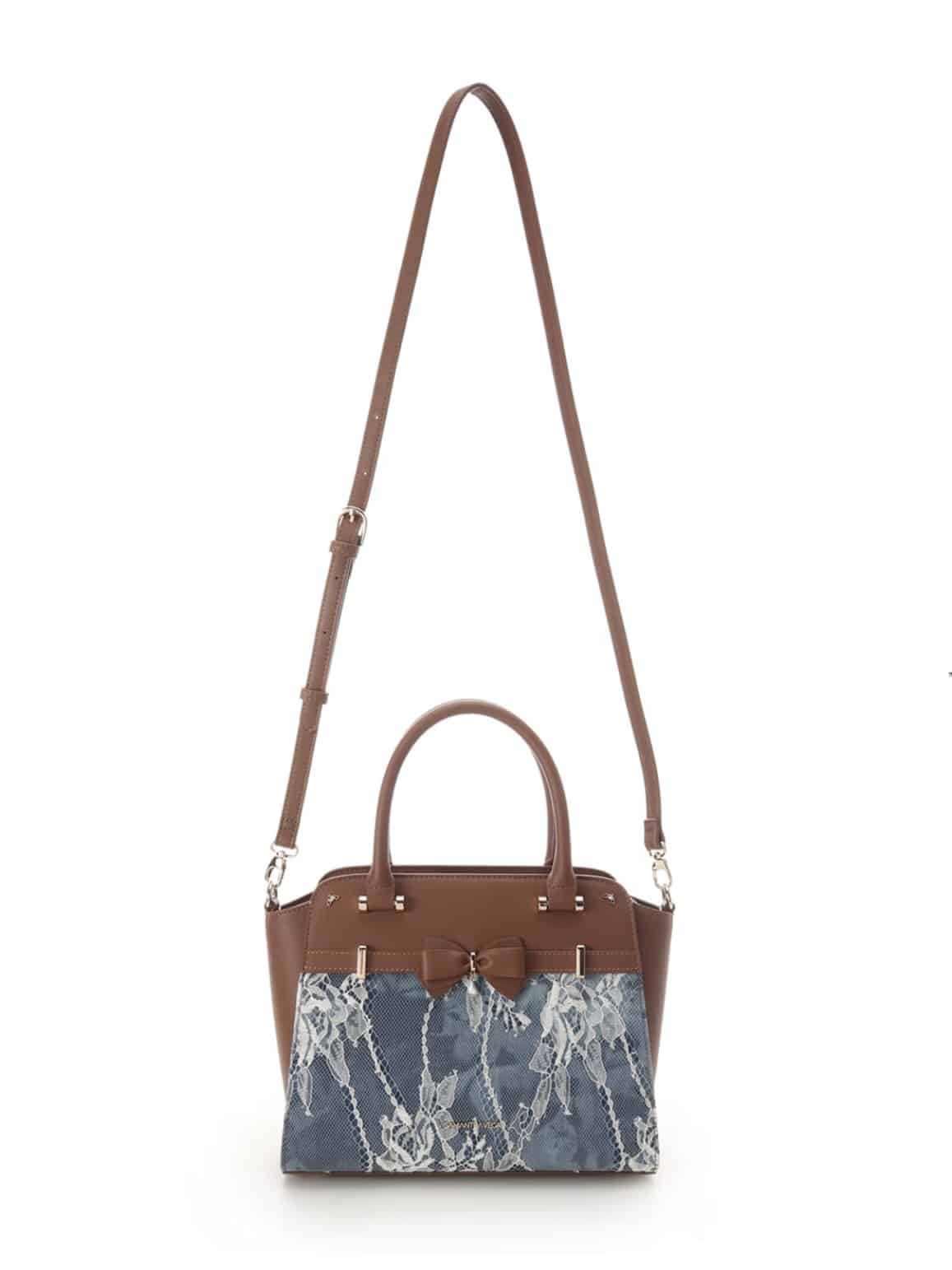 デニム調アクセントリボンハンドバッグ【インディゴ】 インディゴ