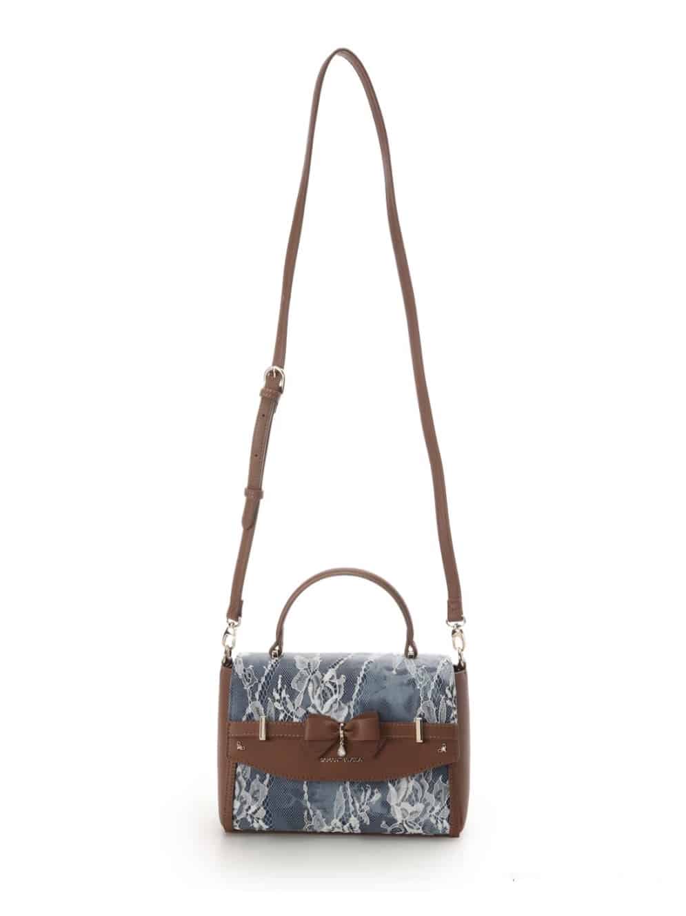 デニム調アクセントリボンショルダーバッグ【インディゴ】 インディゴ