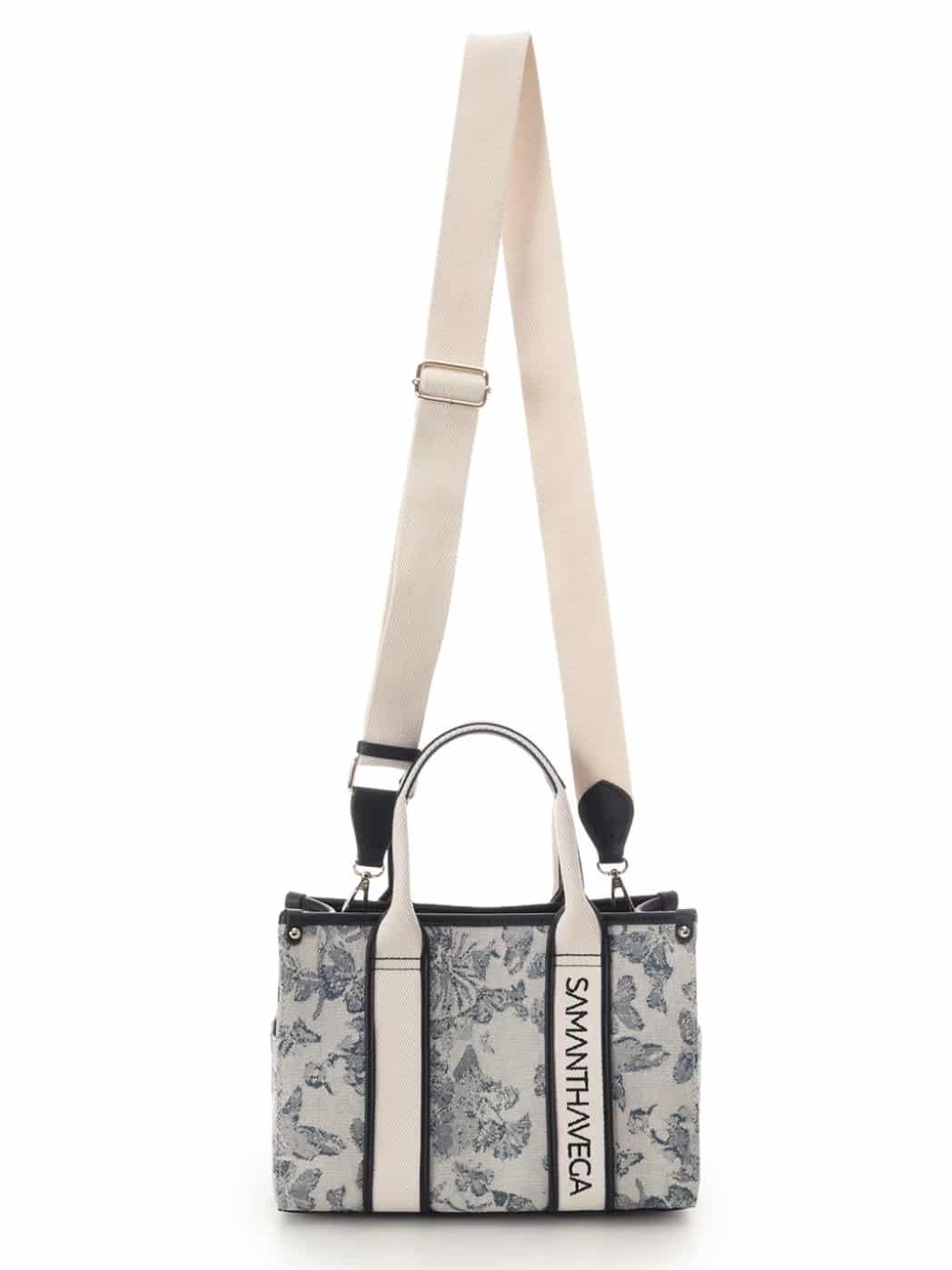 ロゴテープジャガード調トートバッグ（小）【ダルブルー】 ダルブルー