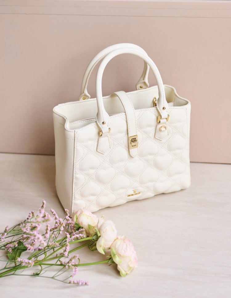 ハートキルトハンドバッグ【ホワイト】 ホワイト