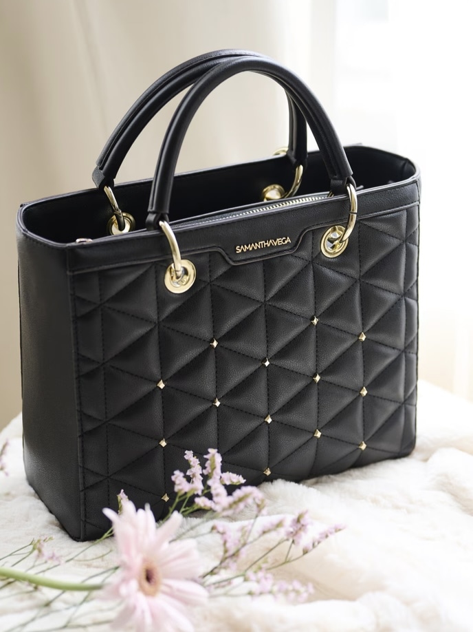 キルティングスタッズスクエアバッグ【ブラック】 ブラック