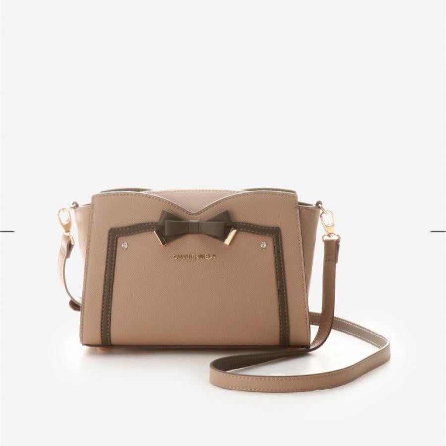 ソリッドリボンショルダーバッグ ベージュ 0