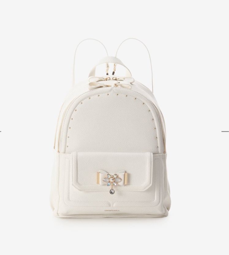 ビジューリボンリュック(大) ホワイト 0