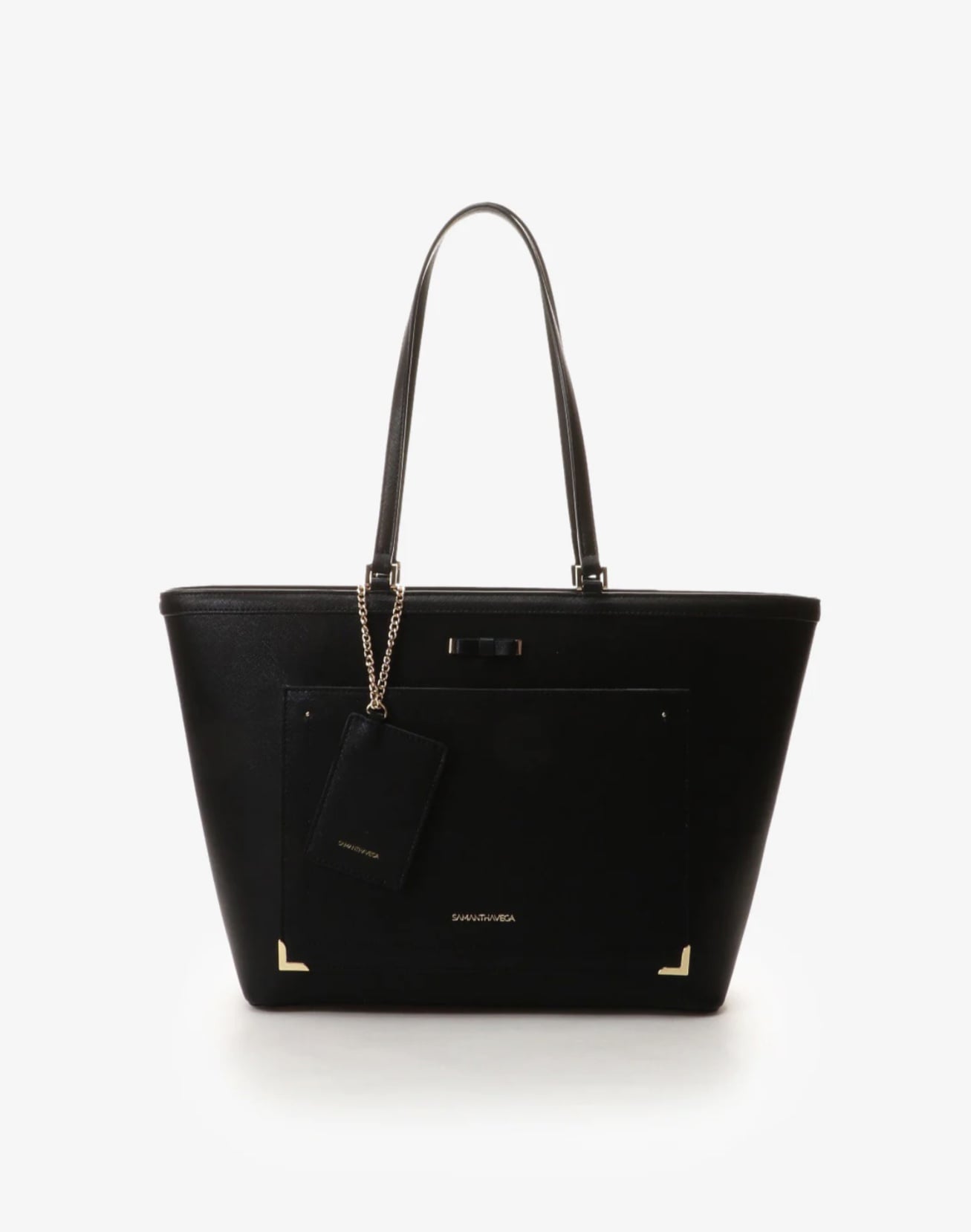 シンプルリボントートバッグ ブラック