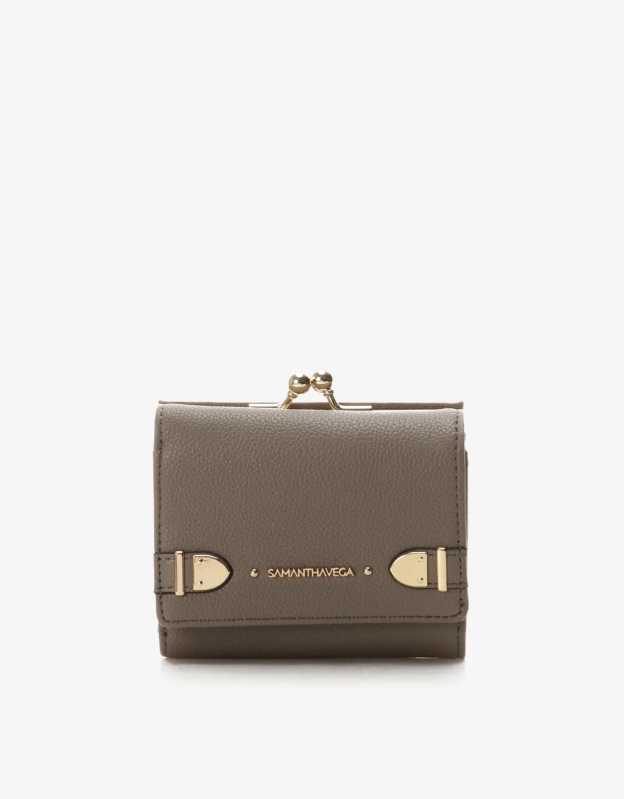 ベルト金具折財布【グレージュ】 グレージュ