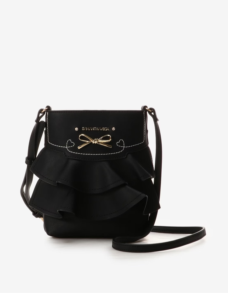 フリルリボンショルダーバッグ【ブラック】 ブラック