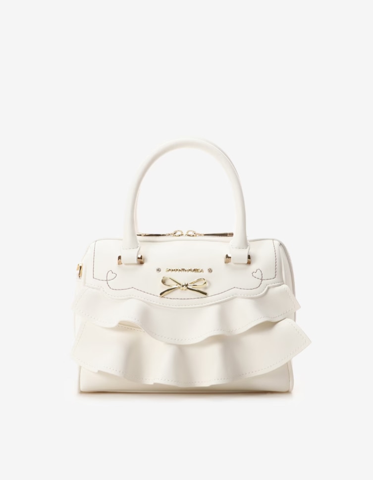 フリルリボンハンドバッグ【ホワイト】 ホワイト
