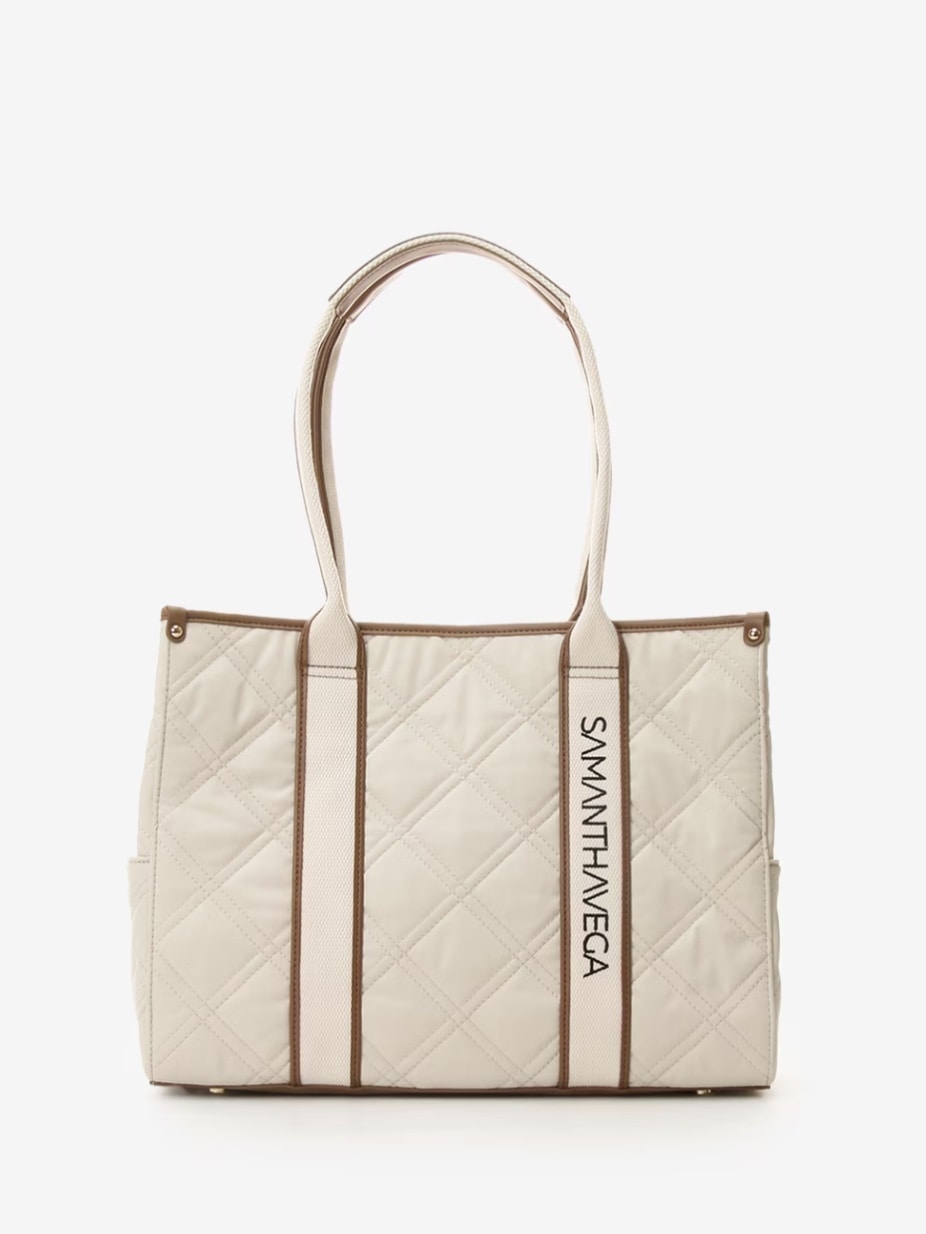 ロゴテープキルティングA4トートバッグ【ホワイト】 ホワイト