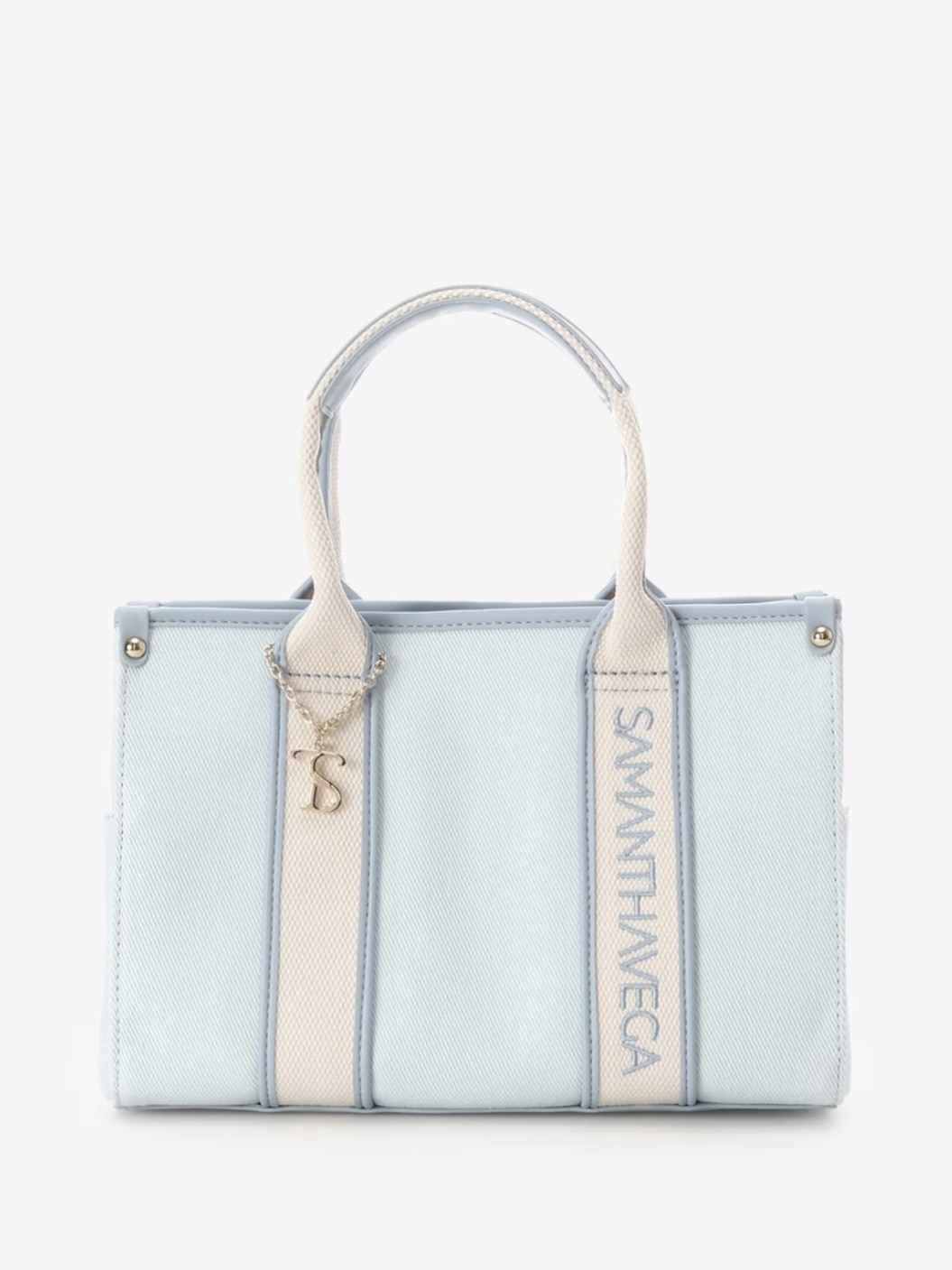 ロゴテープキャンバストートバッグ（小）【ライトブルー】 ライトブルー