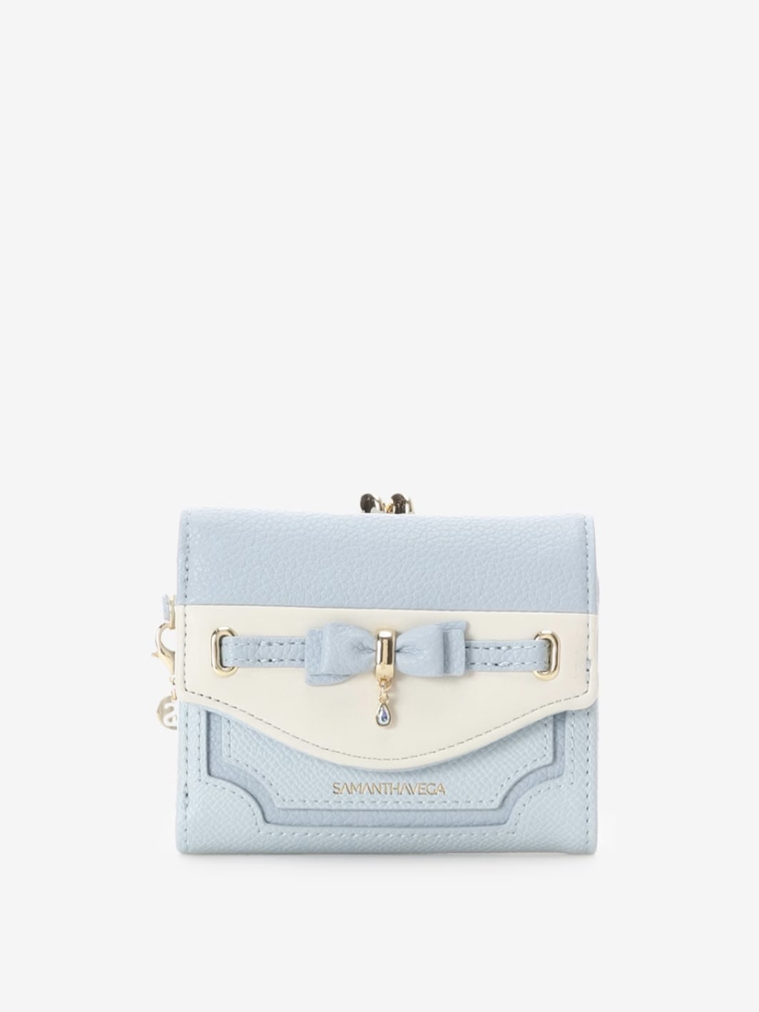 フロントリボンベルト折財布【ライトブルー】 ライトブルー