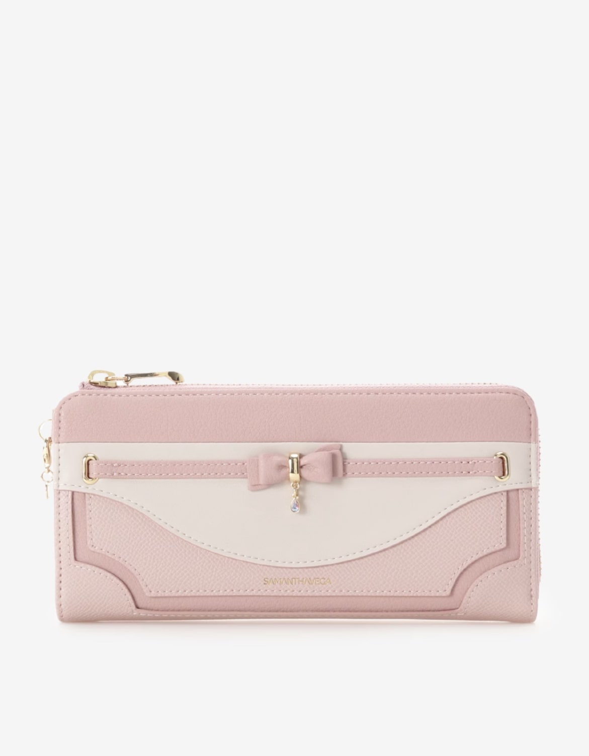 フロントリボンベルト長財布【ピンク】 ピンク