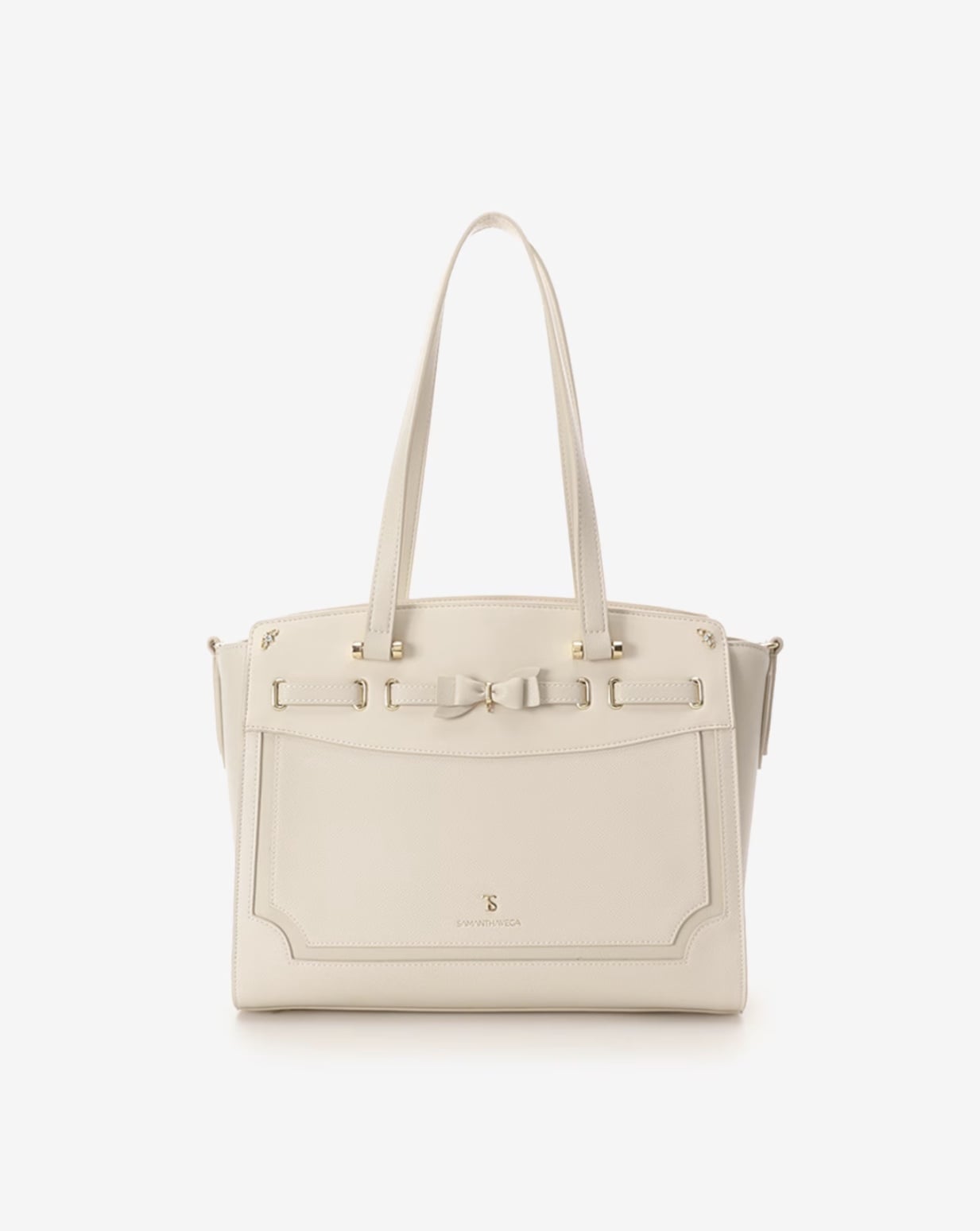 フロントリボンベルトトートバッグ【オフホワイト】 オフホワイト