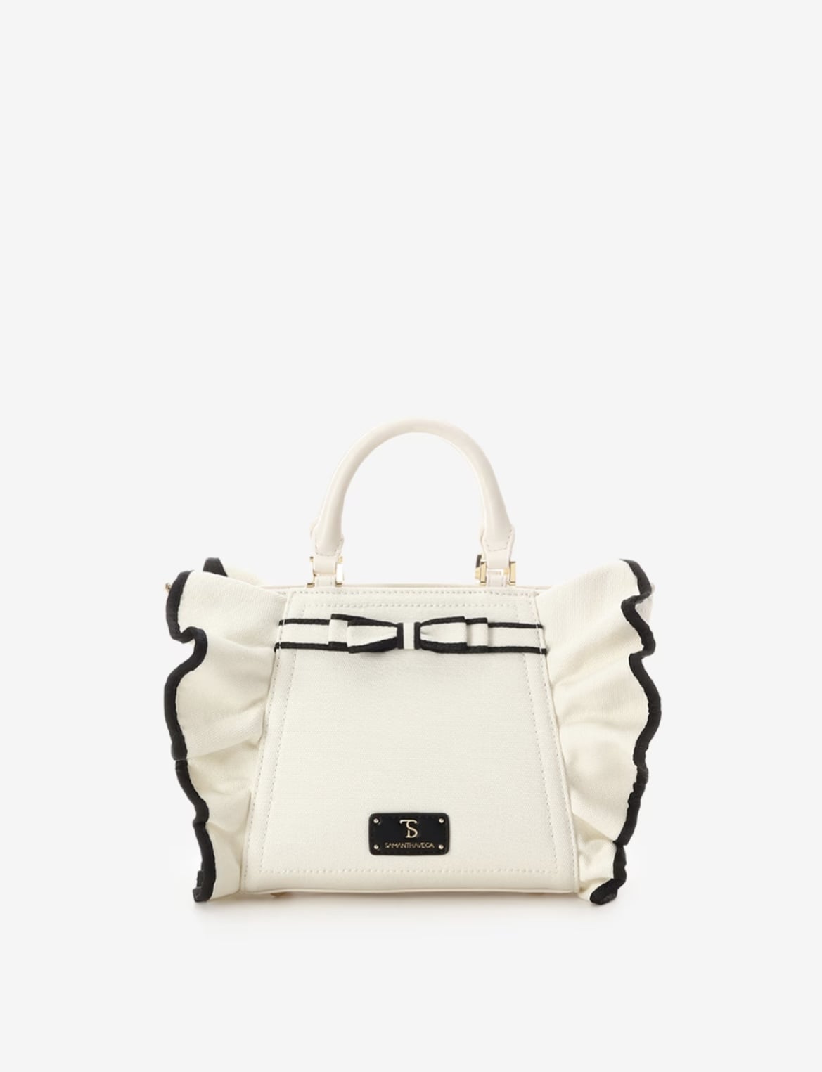 リボンフリルハンドバッグ（小）【ホワイト】 ホワイト