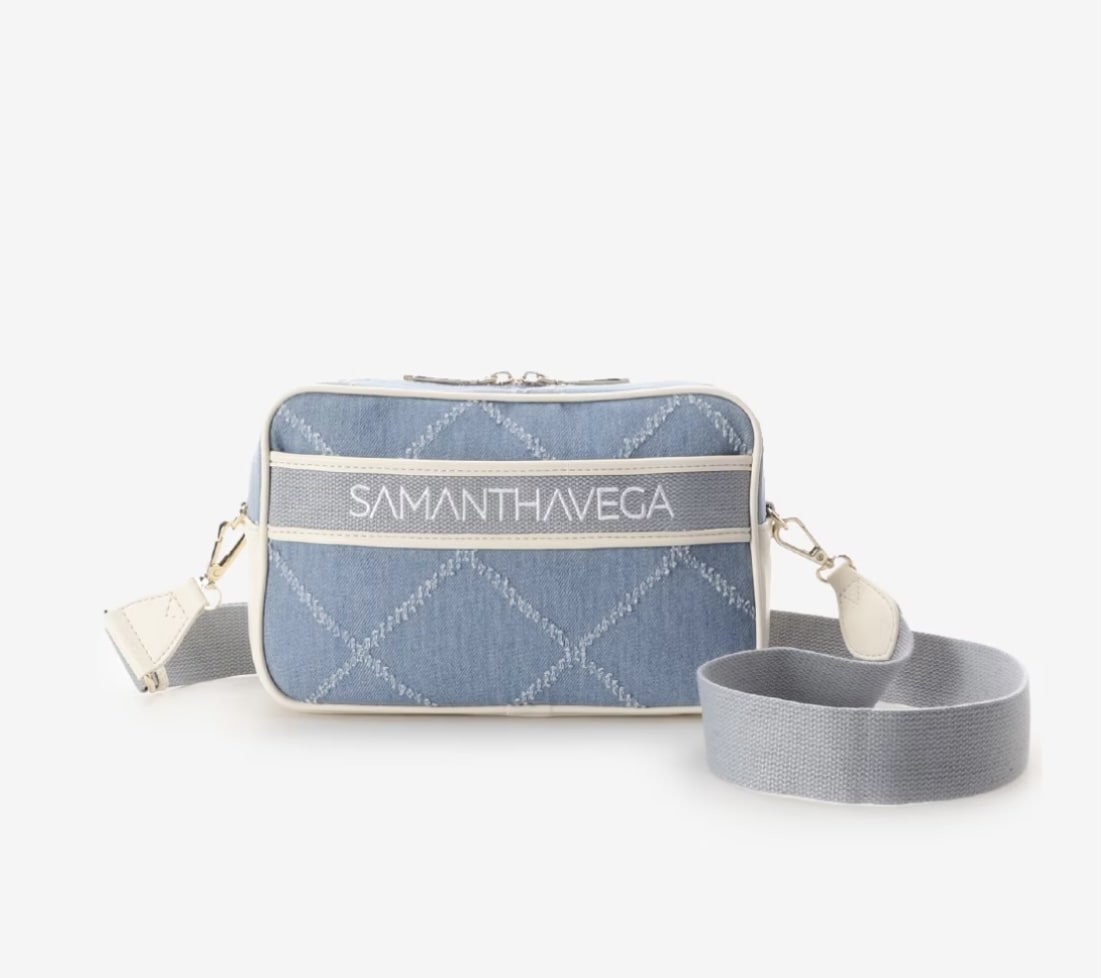 ロゴテープデニムショルダー【ブリーチデニム】  ブリーチデニム