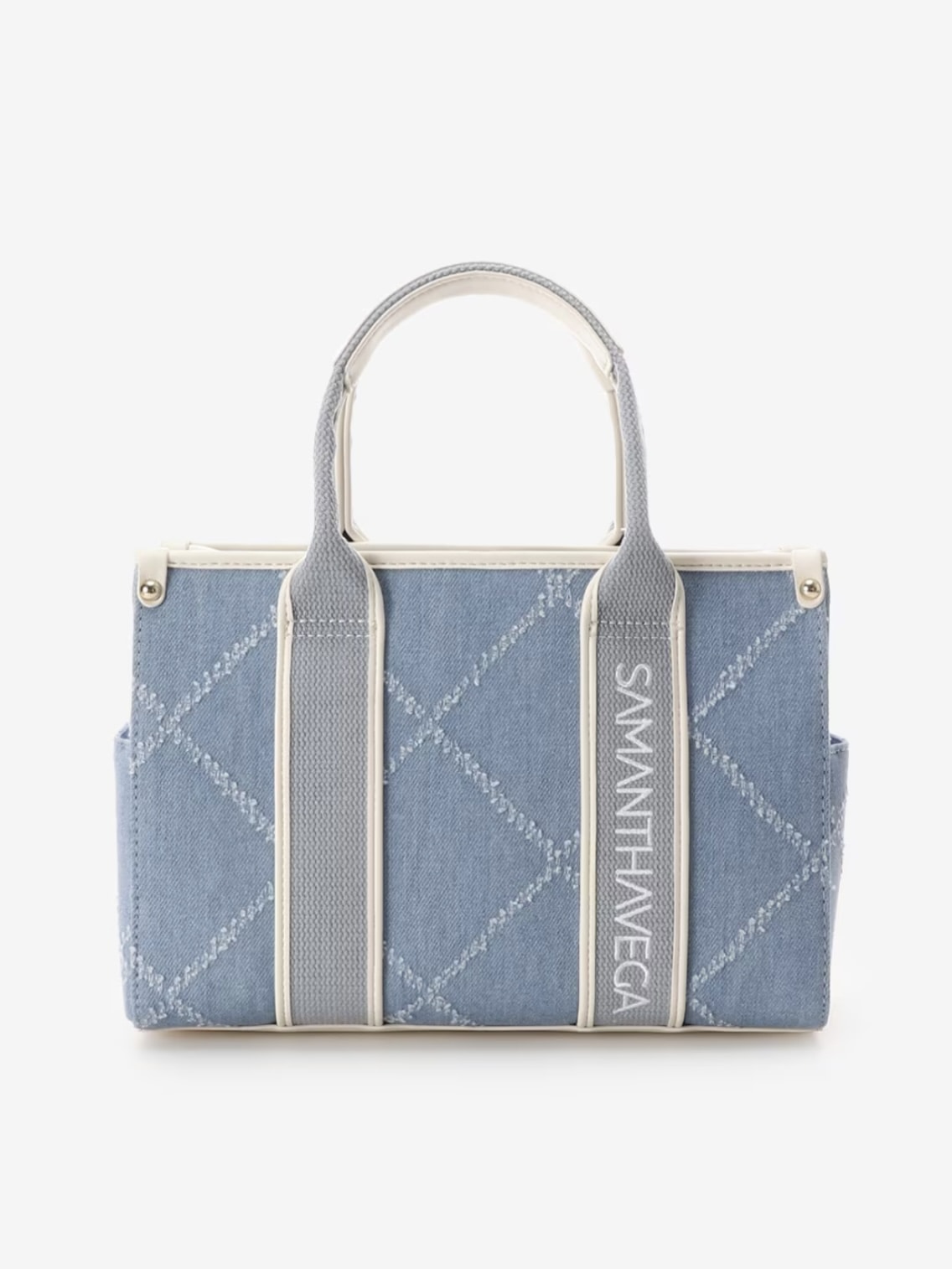 ロゴテープデニムトート(小)【ブリーチデニム】 ブリーチデニム