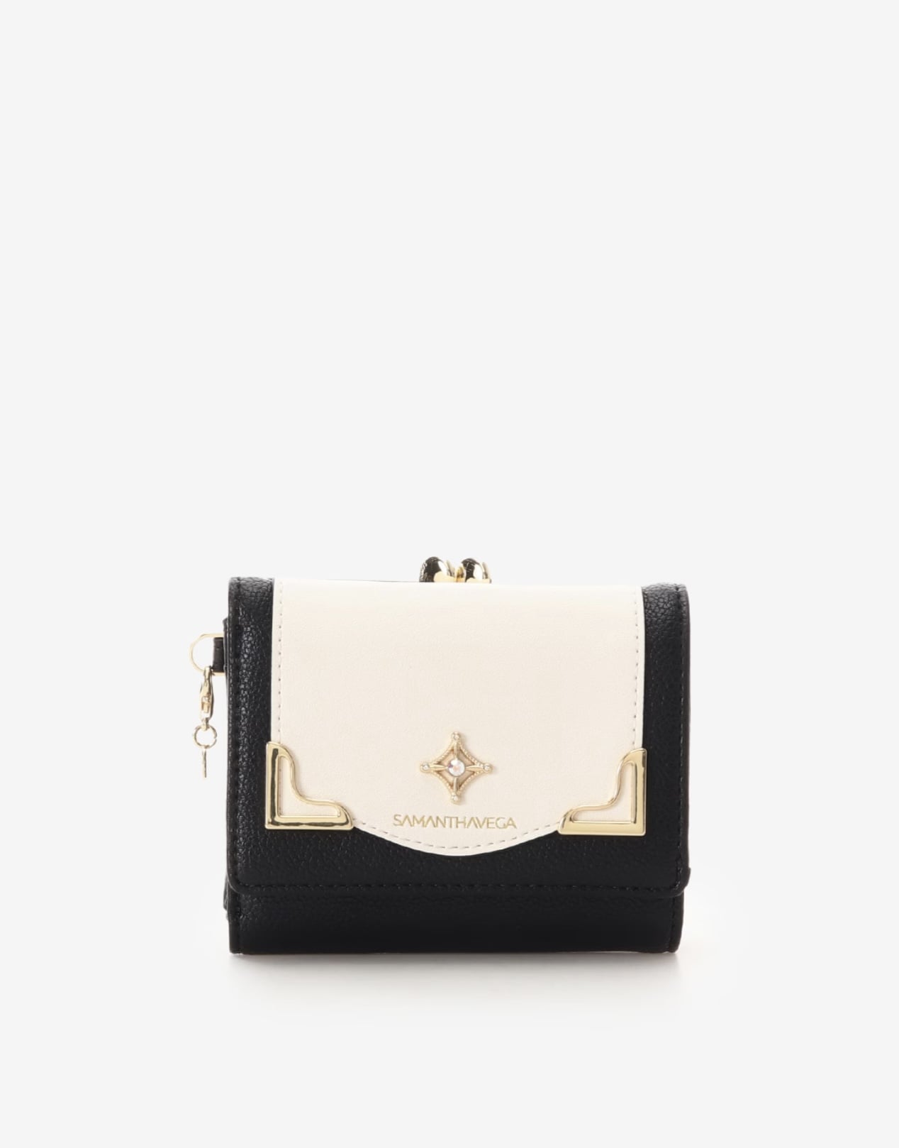 サイドダイヤカット折財布【ブラック】 ブラック