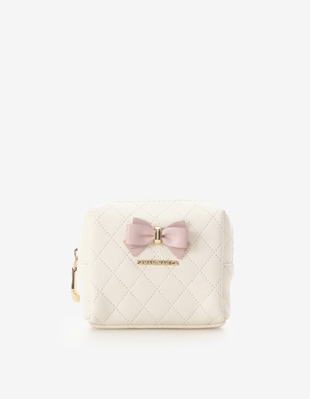 キルティングアクセントリボンミニポーチ【ピンク】 ピンク