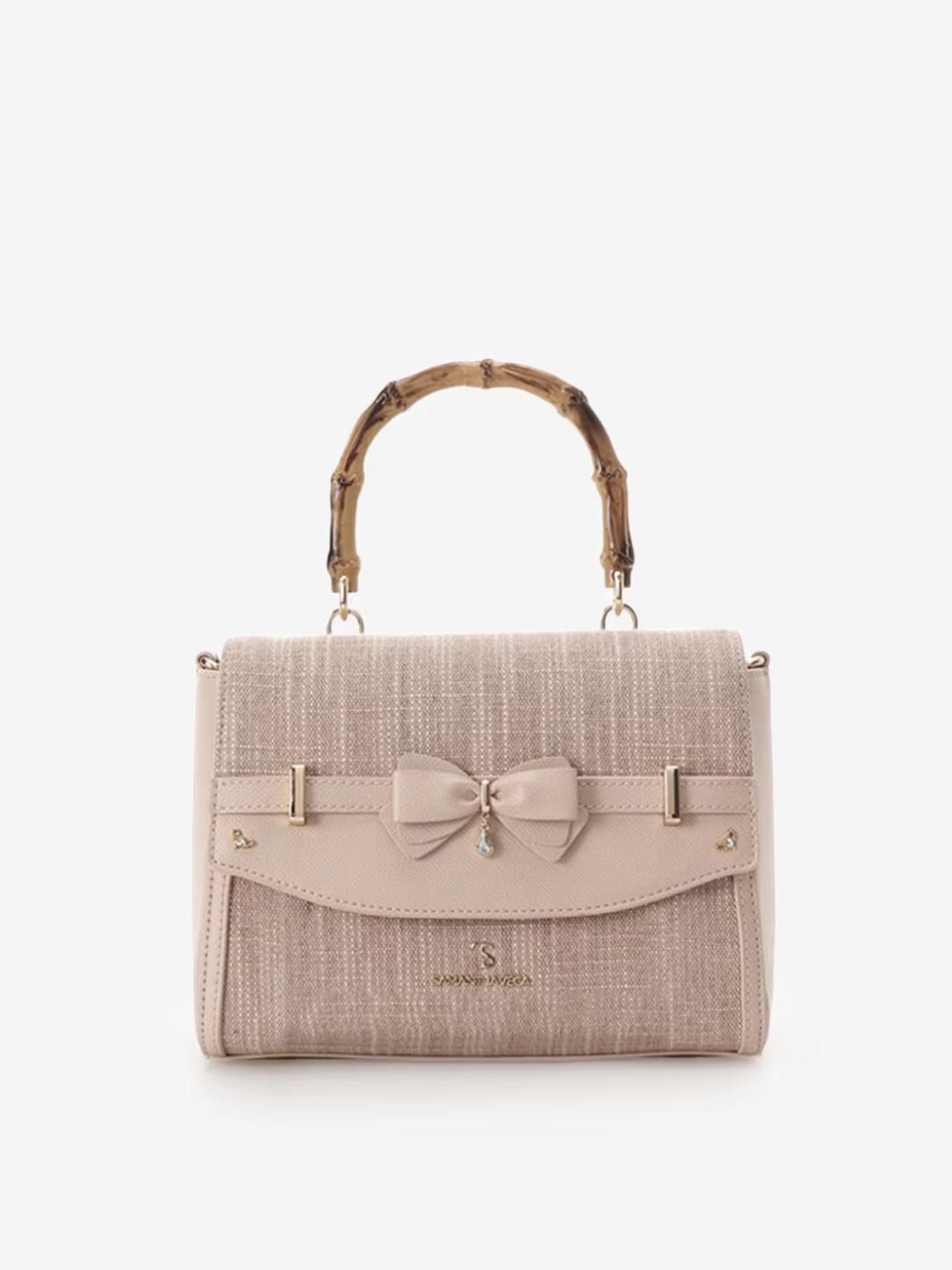 バンブーアクセントリボンショルダーバッグ【ピンク】 ピンク