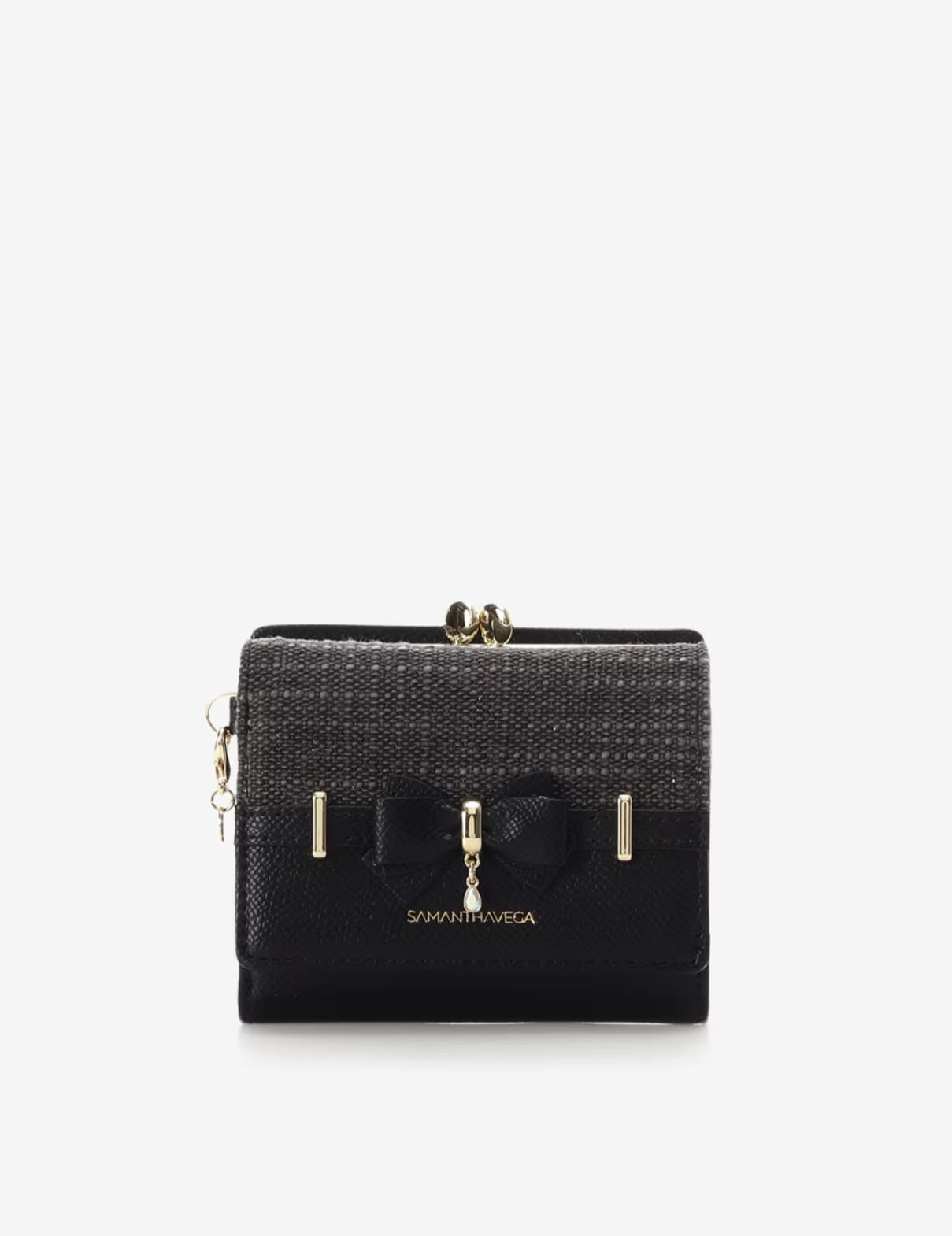 バンブーアクセントリボン折財布【ブラック】 ブラック