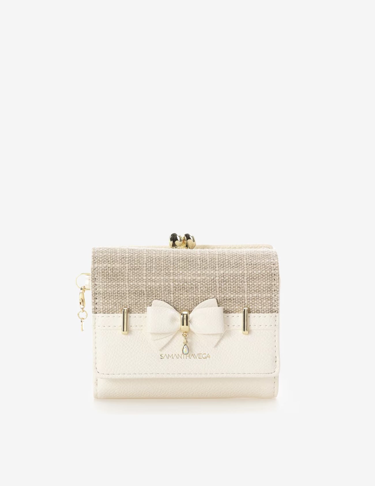 バンブーアクセントリボン折財布【ホワイト】 ホワイト