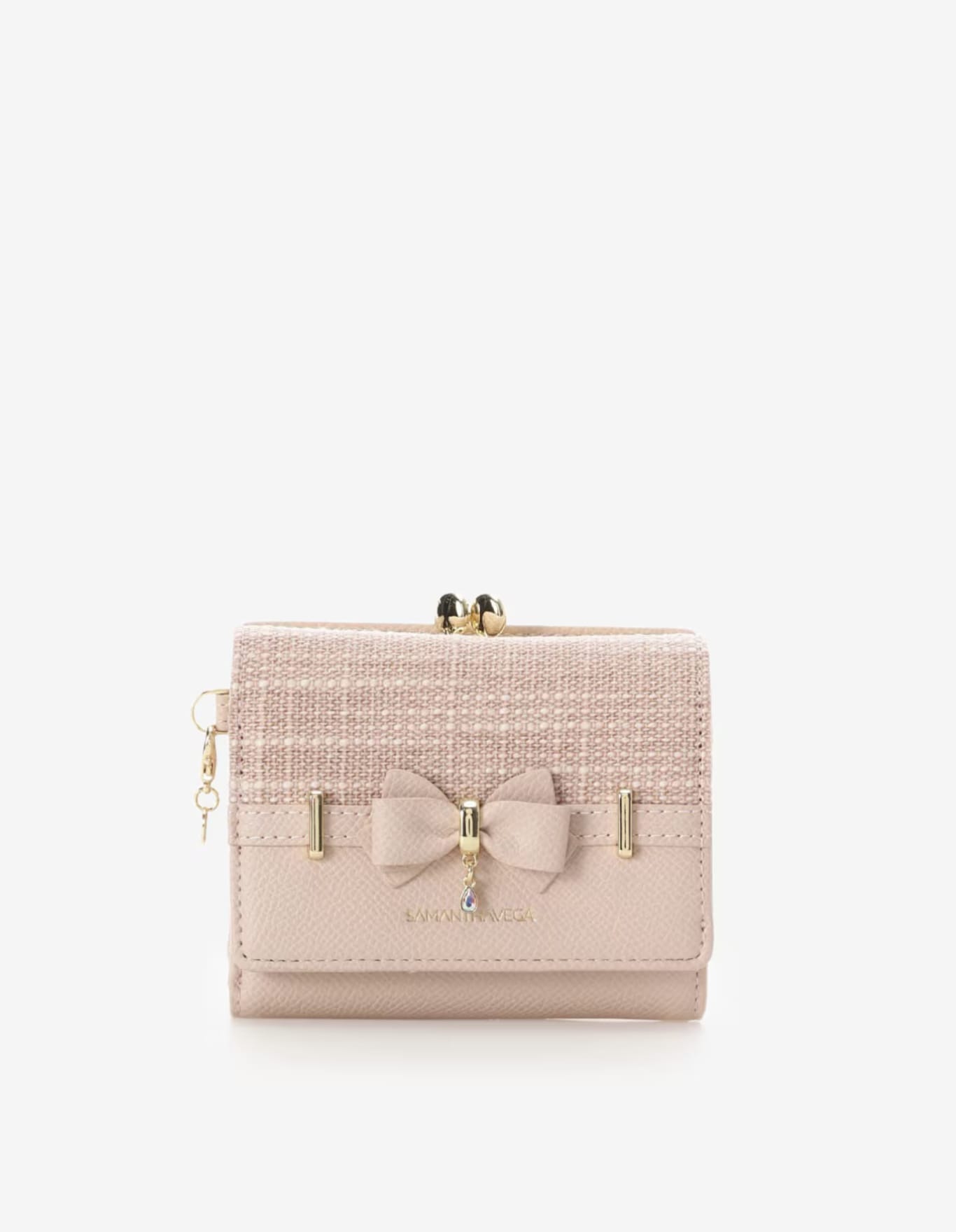 バンブーアクセントリボン折財布【ピンク】 ピンク