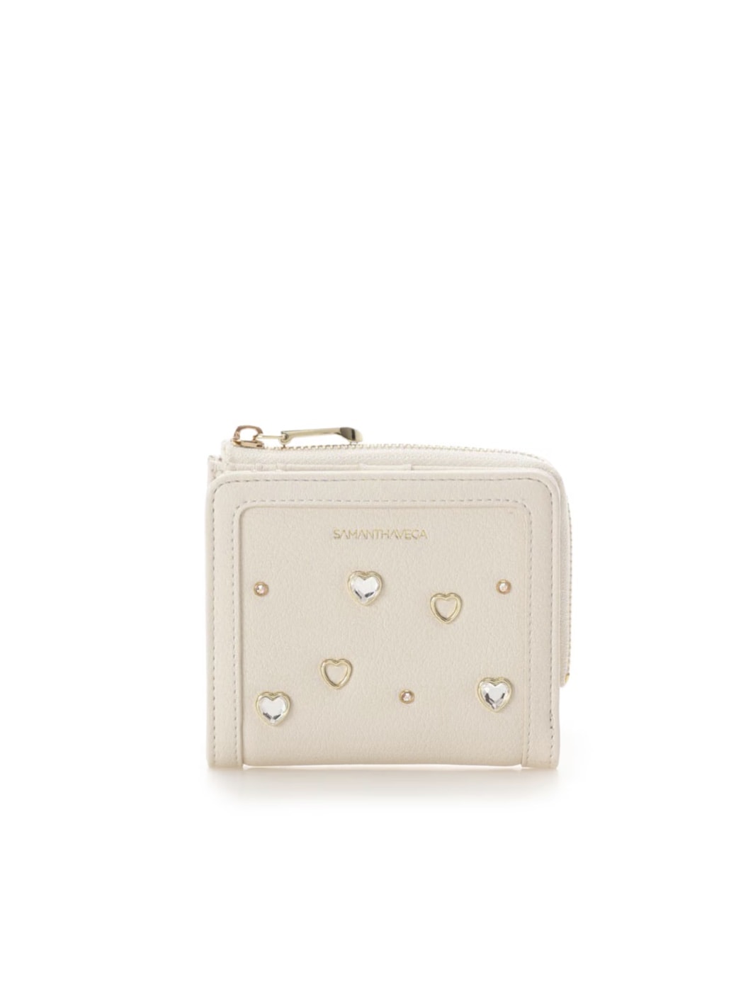 ビジューハート折財布【ホワイト】 ホワイト