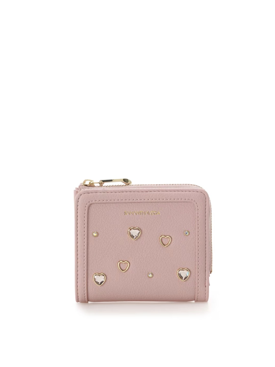 ビジューハート折財布【ピンク】 ピンク