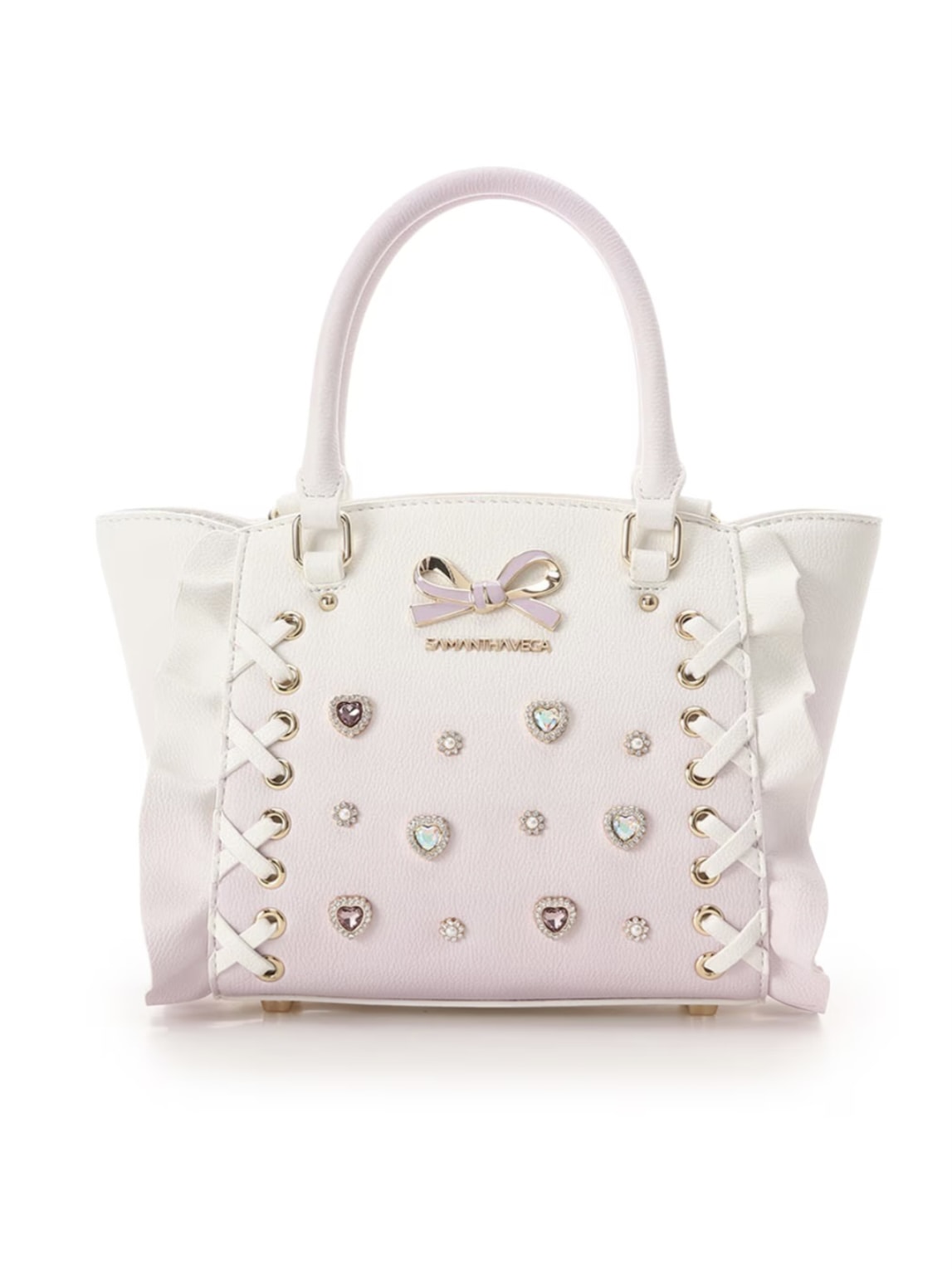 レースアップハートビジューグラデーションフラッター（ミニ）【ラベンダー】 ラベンダー