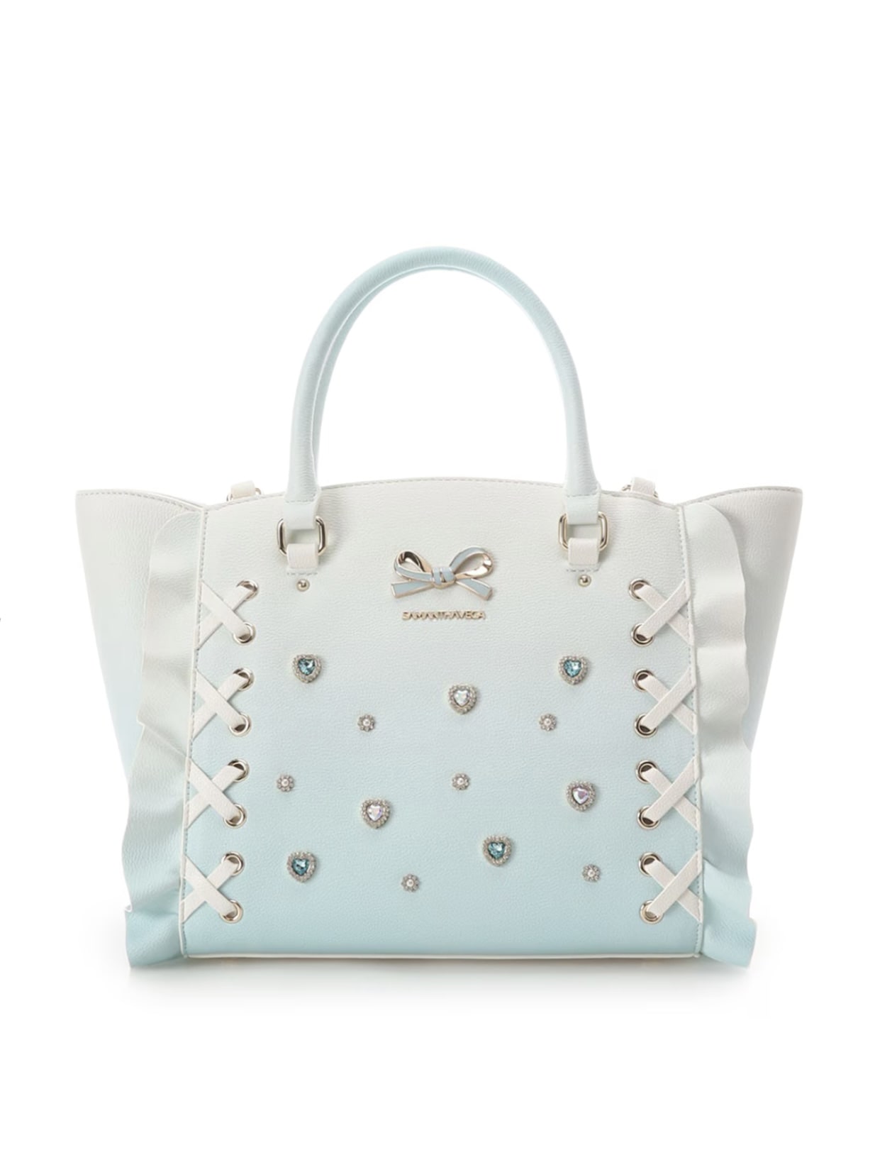 レースアップハートビジューグラデーションフラッター（小）【ライトブルー】 ライトブルー